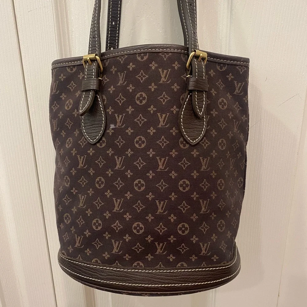 Louis Vuitton Brown Mini Lin PM bucket bag Excellent Condition - Picture 1 of 6